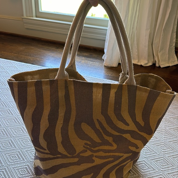Burlap Zebra Tote Bag - Picture 3 of 7